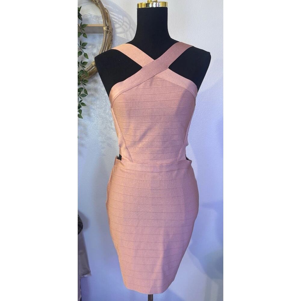 Marciano Blush Cross-Strap Midi Dress